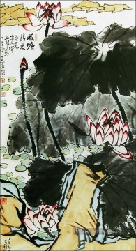 Li kuchan lotus tradition chinoise Peinture à l'huile